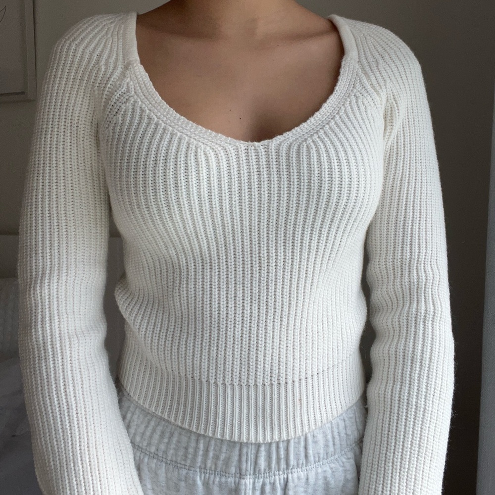 White ribbed sweater from garage